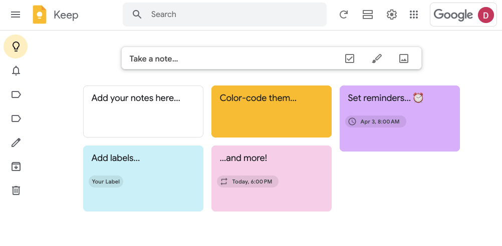 Google Keep to do list and note taking app